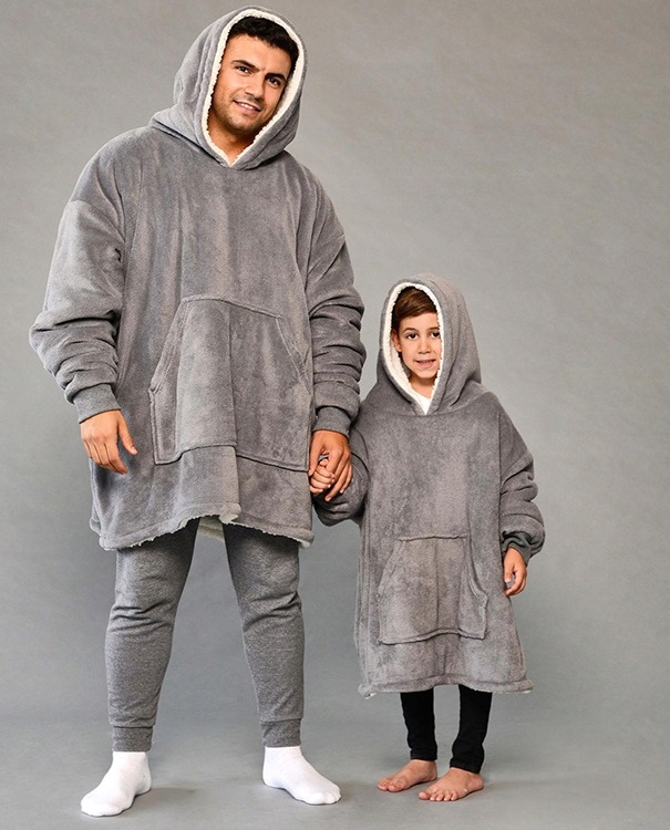 Ciepła Bluza Koc Oversize Futrzak 2w1 Gruba Xxl Kocobluza Kocyk Z Kapturem