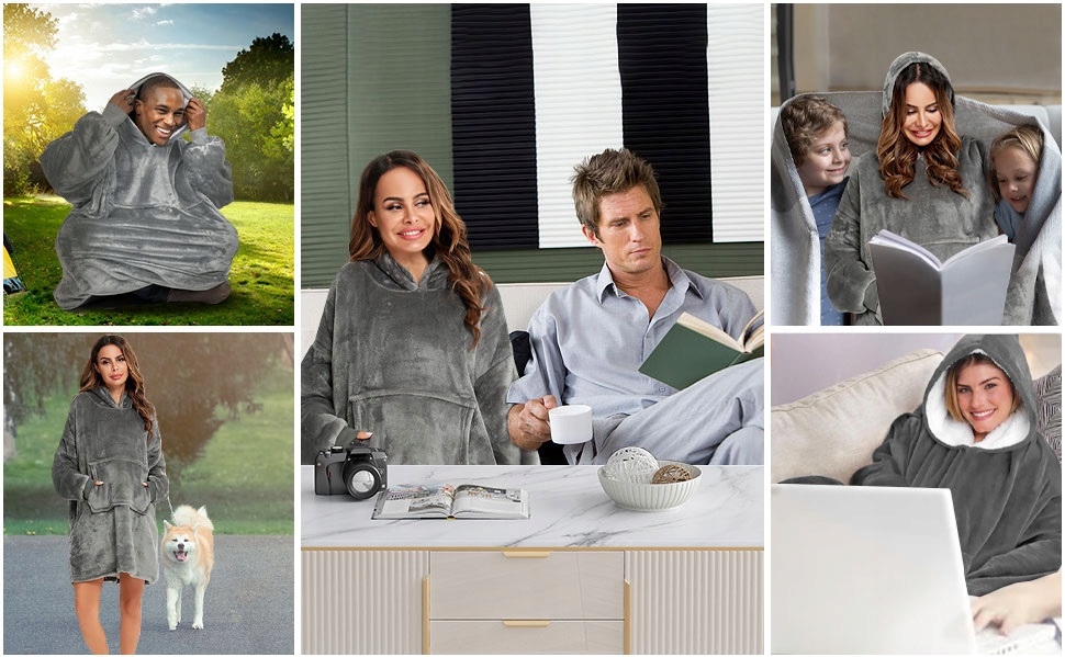 Ciepła Bluza Koc Oversize Futrzak 2w1 Gruba Xxl Kocobluza Kocyk Z Kapturem