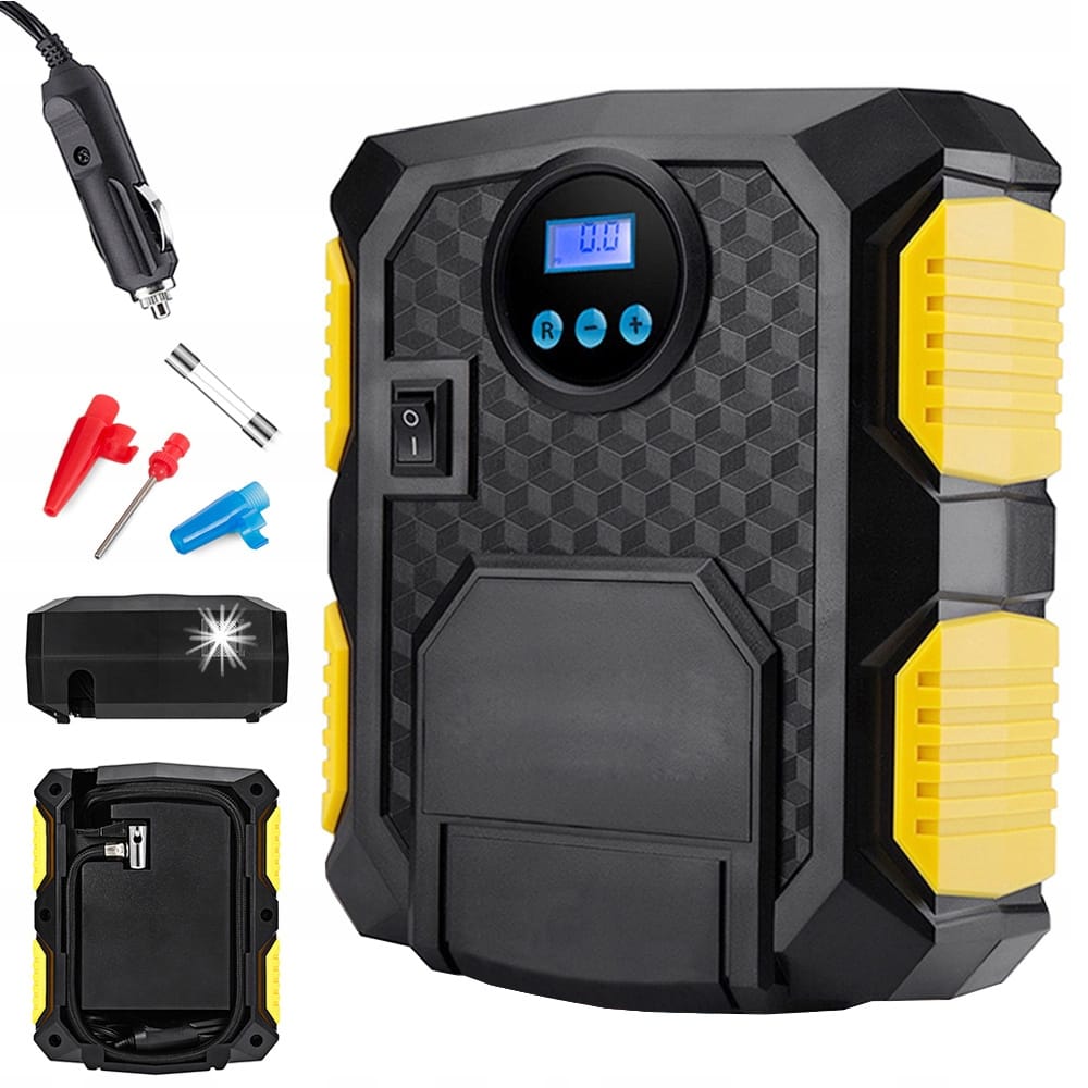 Sprężarka Kompresor Samochodowy Pompka 12v Led 10bar 120w Led Lcd Końcówki