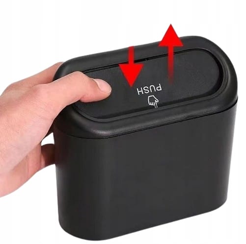 Kosz Na Śmieci Do Auta Mini Śmietnik Samochodowy Z Klapką Pojemnik Zaczep