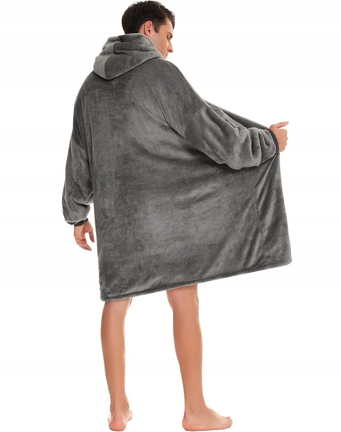 Ciepła Bluza Koc Oversize Futrzak 2w1 Gruba Xxl Kocobluza Kocyk Z Kapturem