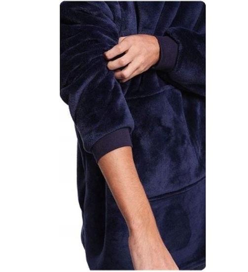 Ciepła Bluza Koc Oversize Futrzak 2w1 Gruba Xxl Kocobluza Kocyk Z Kapturem