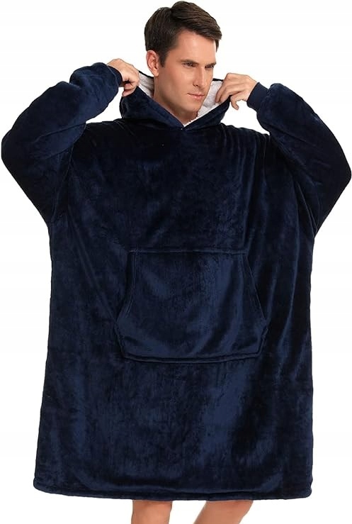 Ciepła Bluza Koc Oversize Futrzak 2w1 Gruba Xxl Kocobluza Kocyk Z Kapturem