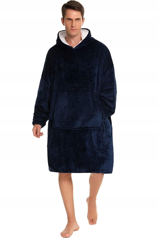 Ciepła Bluza Koc Oversize Futrzak 2w1 Gruba Xxl Kocobluza Kocyk Z Kapturem