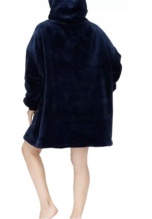 Ciepła Bluza Koc Oversize Futrzak 2w1 Gruba Xxl Kocobluza Kocyk Z Kapturem