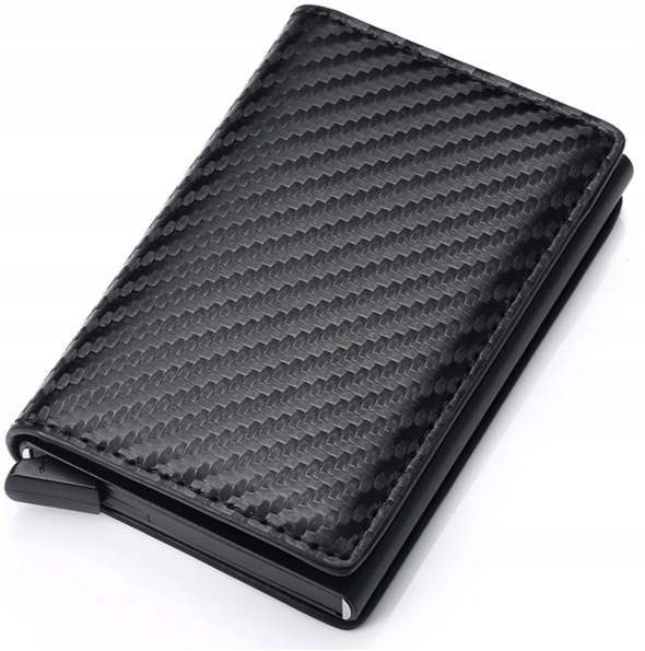 Etui Antykradzieżowe Na Karty X 6 Carbon Portfel Wysuwanie Kart Przyciskiem