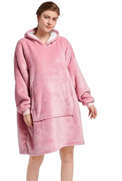 Ciepła Bluza Koc Oversize Futrzak 2w1 Gruba Xxl Kocobluza Kocyk Z Kapturem