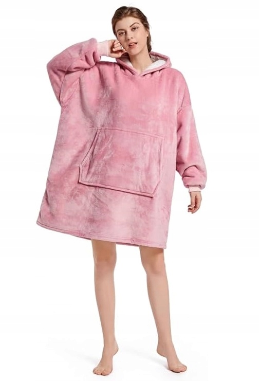 Ciepła Bluza Koc Oversize Futrzak 2w1 Gruba Xxl Kocobluza Kocyk Z Kapturem