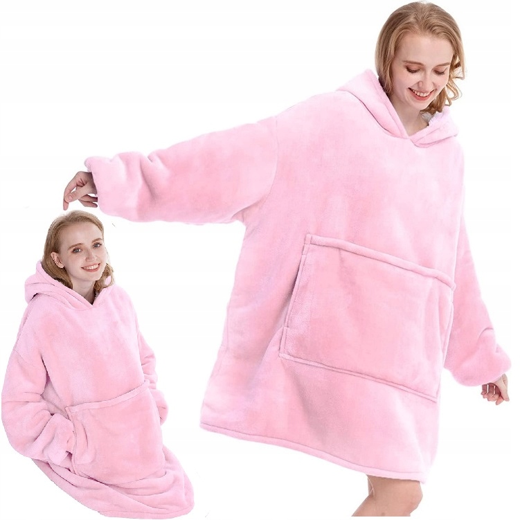 Ciepła Bluza Koc Oversize Futrzak 2w1 Gruba Xxl Kocobluza Kocyk Z Kapturem