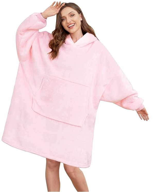 Ciepła Bluza Koc Oversize Futrzak 2w1 Gruba Xxl Kocobluza Kocyk Z Kapturem
