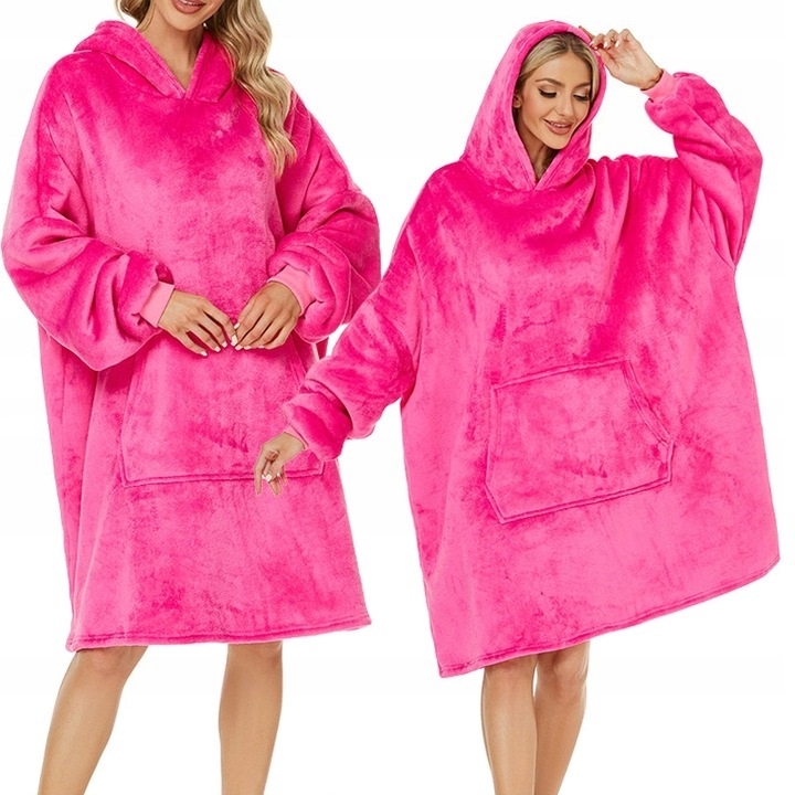 Ciepła Bluza Koc Oversize Futrzak 2w1 Gruba Xxl Kocobluza Kocyk Z Kapturem