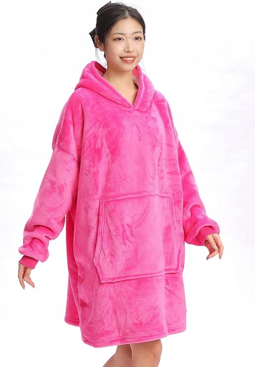 Ciepła Bluza Koc Oversize Futrzak 2w1 Gruba Xxl Kocobluza Kocyk Z Kapturem