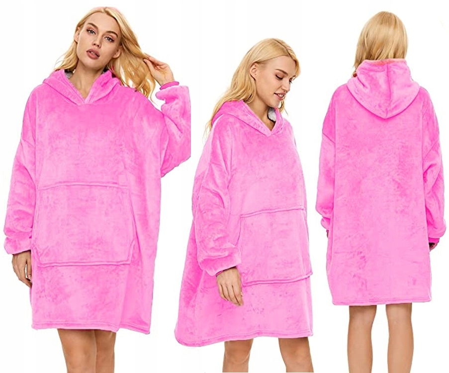 Ciepła Bluza Koc Oversize Futrzak 2w1 Gruba Xxl Kocobluza Kocyk Z Kapturem