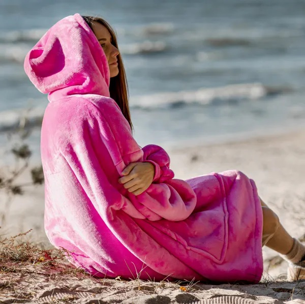 Ciepła Bluza Koc Oversize Futrzak 2w1 Gruba Xxl Kocobluza Kocyk Z Kapturem