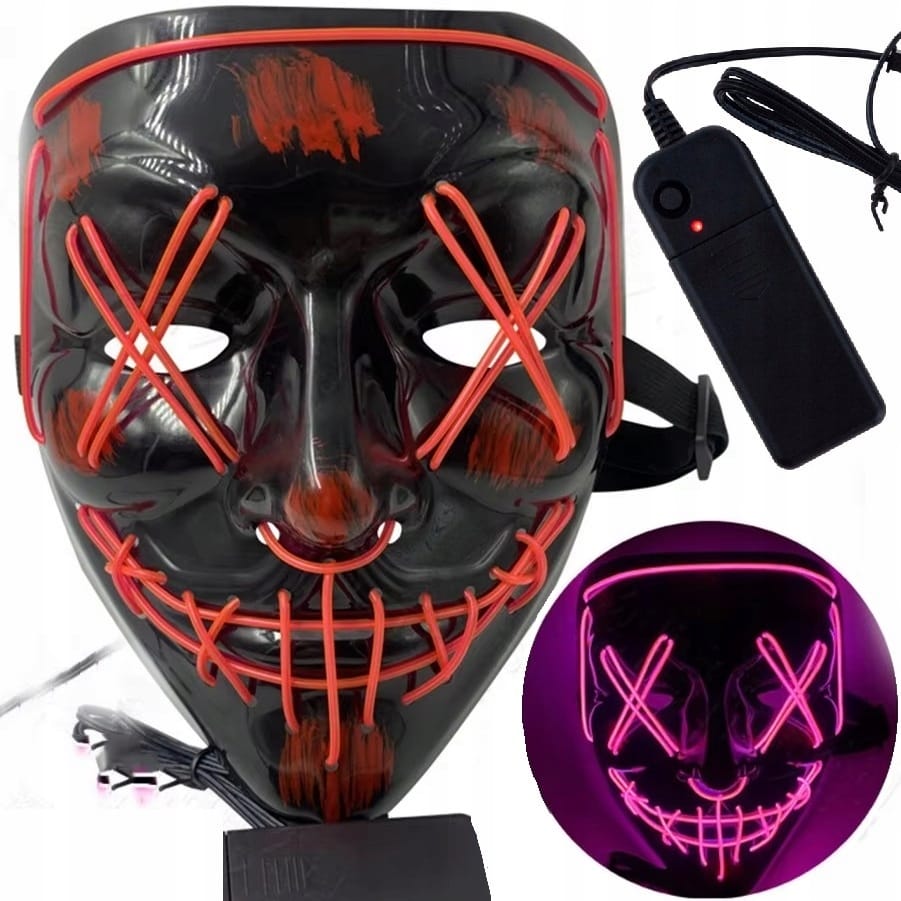 Maska Led Świecąca Ledowa Halloween Impreza Purge Straszna Na Baterie Party