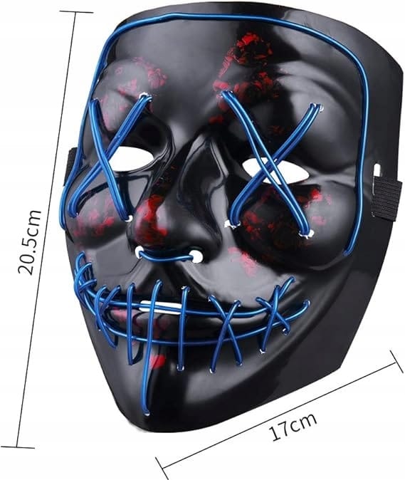 Maska Led Świecąca Ledowa Halloween Impreza Purge Straszna Na Baterie Party