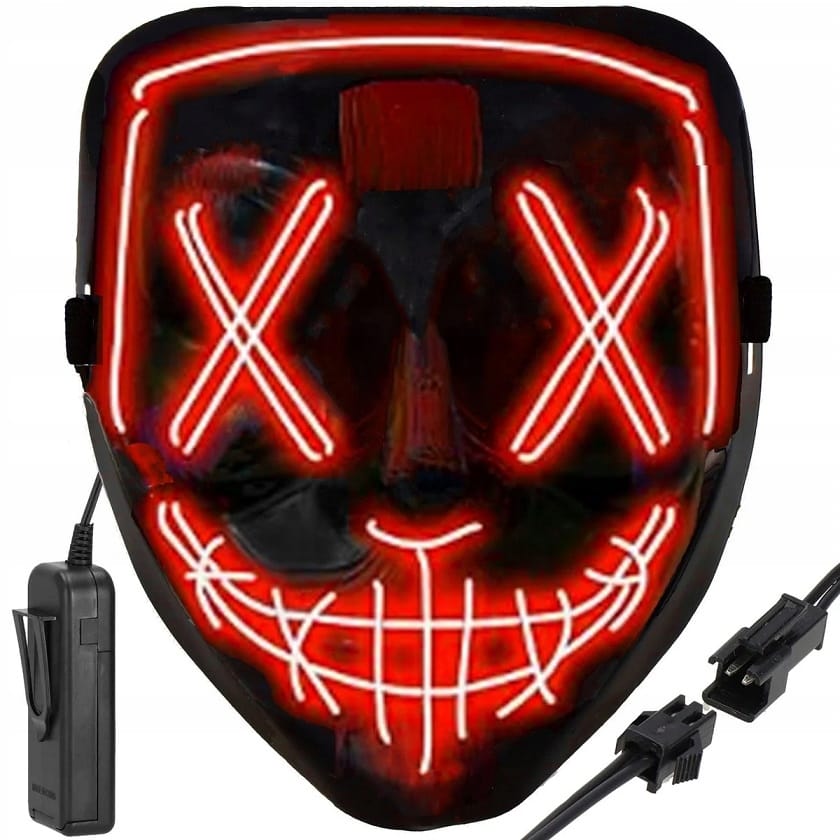 Maska Led Świecąca Ledowa Halloween Impreza Purge Straszna Na Baterie Party