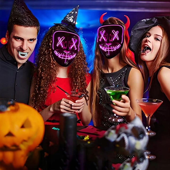 Maska Led Świecąca Ledowa Halloween Impreza Purge Straszna Na Baterie Party