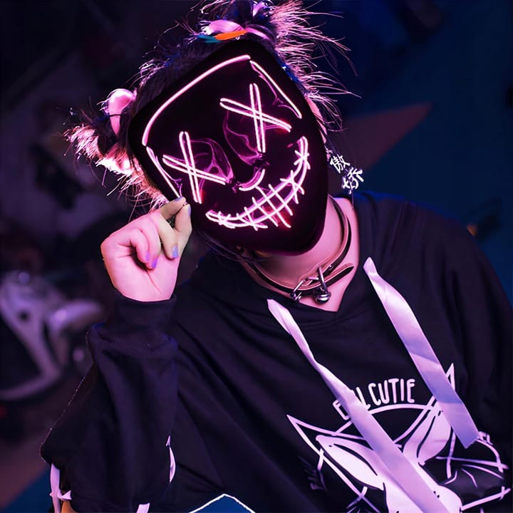Maska Led Świecąca Ledowa Halloween Impreza Purge Straszna Na Baterie Party