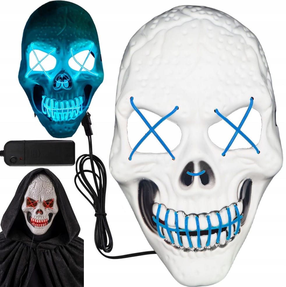 Maska Świecąca Ledowa Halloween Impreza Koncert Purge Led Kościotrup Czacha
