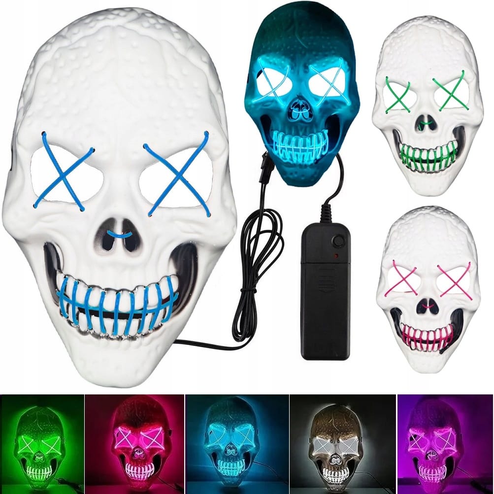 Maska Świecąca Ledowa Halloween Impreza Koncert Purge Led Kościotrup Czacha
