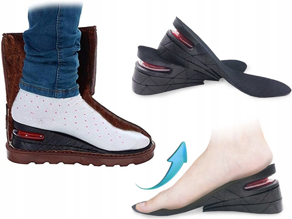 Podwyższające Wkładki Do Butów Wzrost Regulacja Od 3 Do 8 cm Rozmiar 35-42
