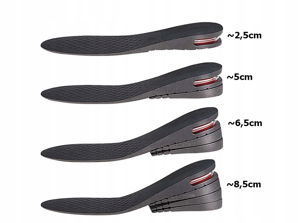 Podwyższające Wkładki Do Butów Wzrost Regulacja Od 3 Do 8 cm Rozmiar 35-42