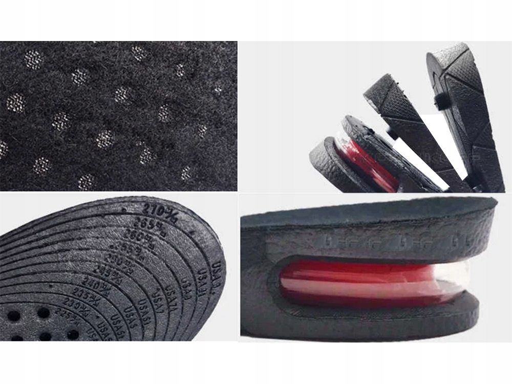 Podwyższające Wkładki Do Butów Wzrost Regulacja Od 3 Do 8 cm Rozmiar 35-42