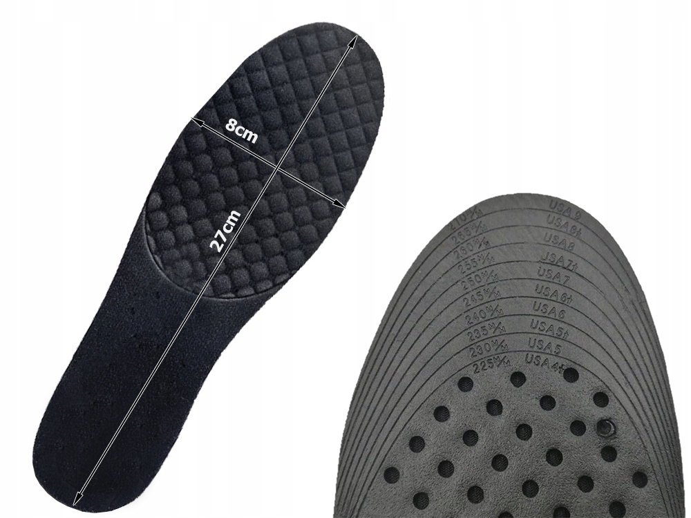 Podwyższające Wkładki Do Butów Wzrost Regulacja Od 3 Do 8 cm Rozmiar 35-42