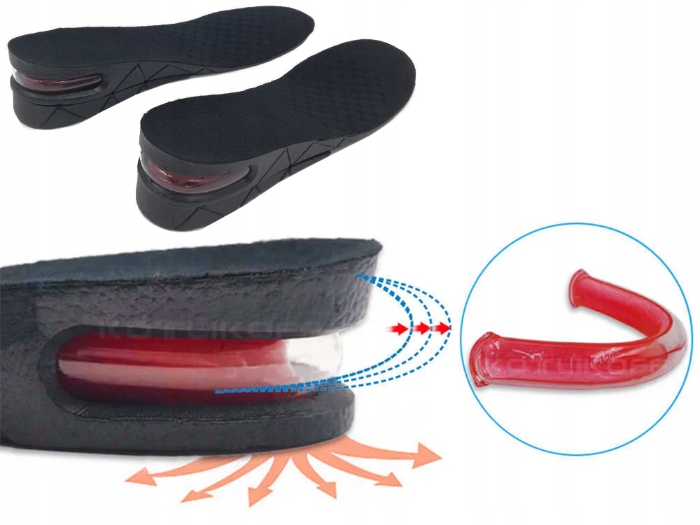 Podwyższające Wkładki Do Butów Wzrost Regulacja Od 3 Do 8 cm Rozmiar 35-42