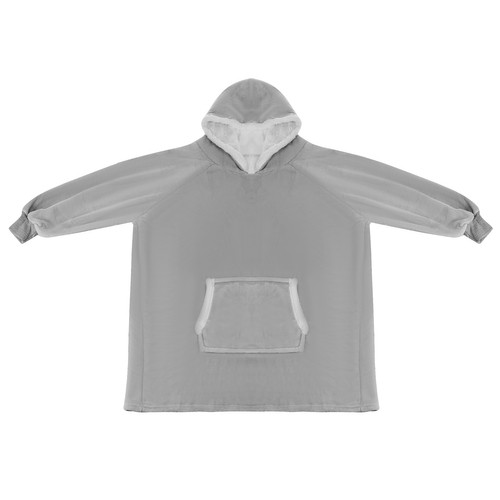 Duża Kocobluza Oversize Gruba Miękka Koc Bluza Z Kapturem Szlafrok Siwa