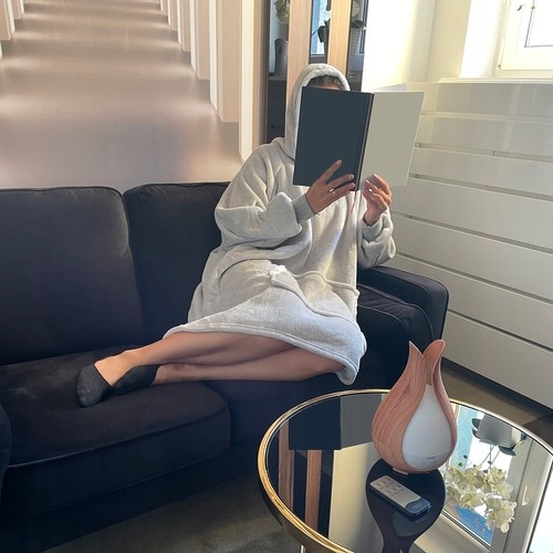 Duża Kocobluza Oversize Gruba Miękka Koc Bluza Z Kapturem Szlafrok Siwa