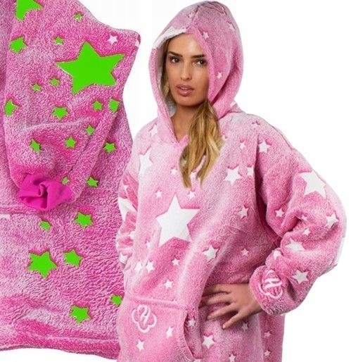 Ciepła Bluza Kocobluza Xxl Koc Oversize 2w1 Gruba Długa Futrzak Z Kapturem