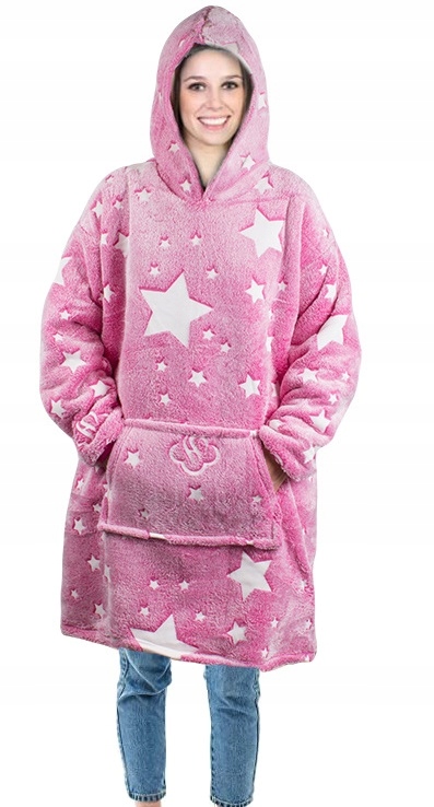 Ciepła Bluza Kocobluza Xxl Koc Oversize 2w1 Gruba Długa Futrzak Z Kapturem