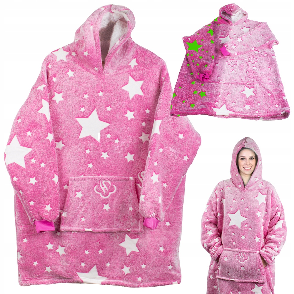 Ciepła Bluza Kocobluza Xxl Koc Oversize 2w1 Gruba Długa Futrzak Z Kapturem