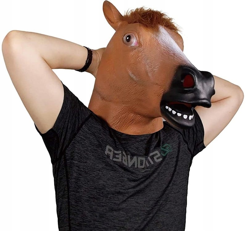Maska Głowa Konia Lateksowa Koń Na Halloween Imprezę Przebranie Z Włosami