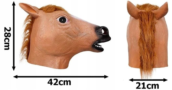 Maska Głowa Konia Lateksowa Koń Na Halloween Imprezę Przebranie Z Włosami
