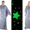 Bluza Oversize Ciepły Koc Koco Szlafrok Kieszenie Świecący Rękawy Szary