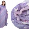 Bluza Oversize Ciepły Koc Koco Szlafrok Kieszenie Świecący Rękawy Fiolet
