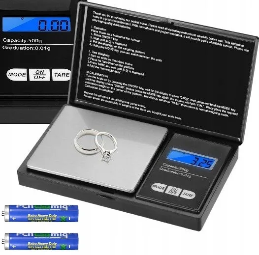 Waga Jubilerska Precyzyjna 7 Miar Gramowa Cyfrowa Baterie Lcd 0,01g - 500g