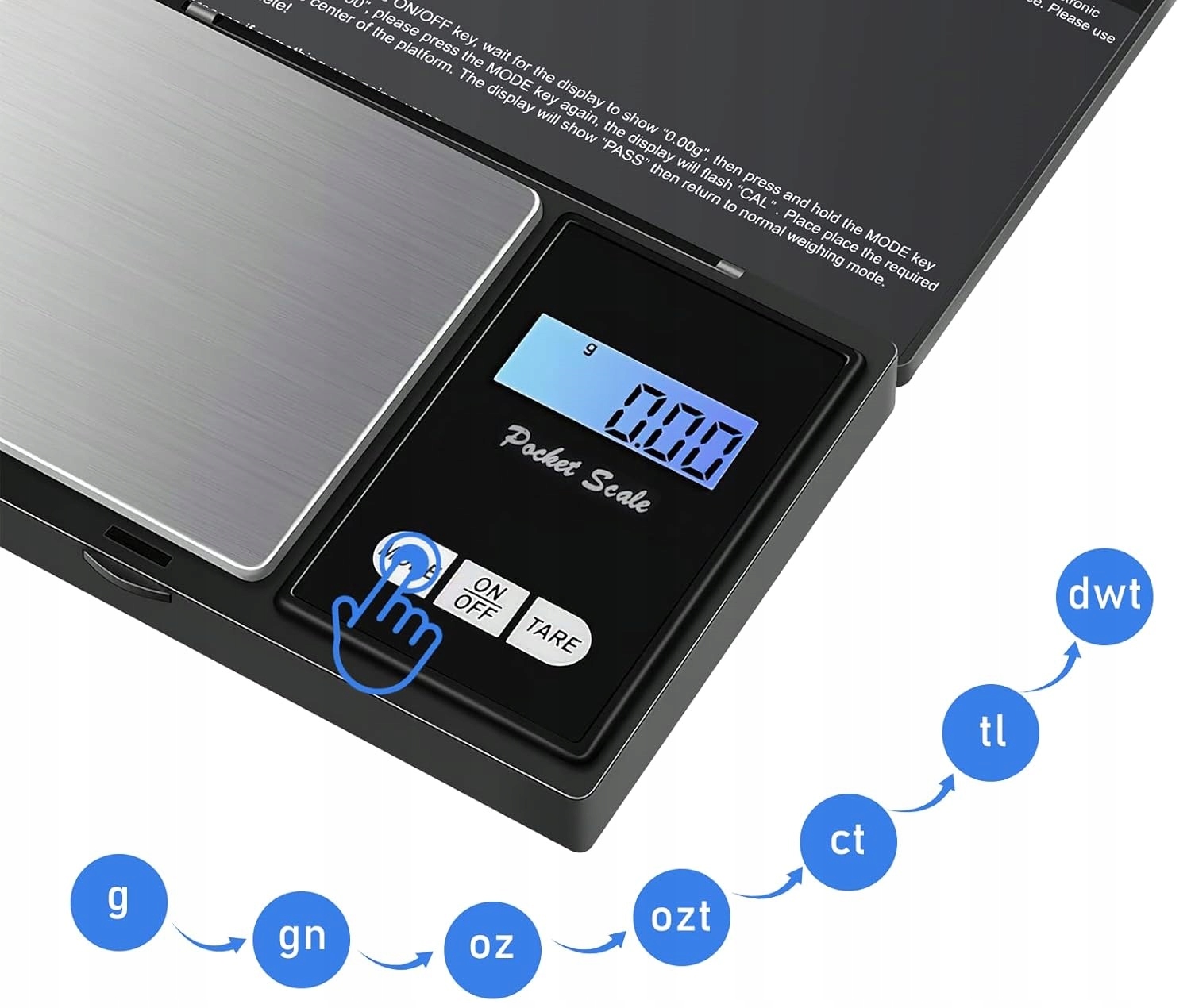 Waga Jubilerska Precyzyjna 7 Miar Gramowa Cyfrowa Baterie Lcd 0,01g - 500g