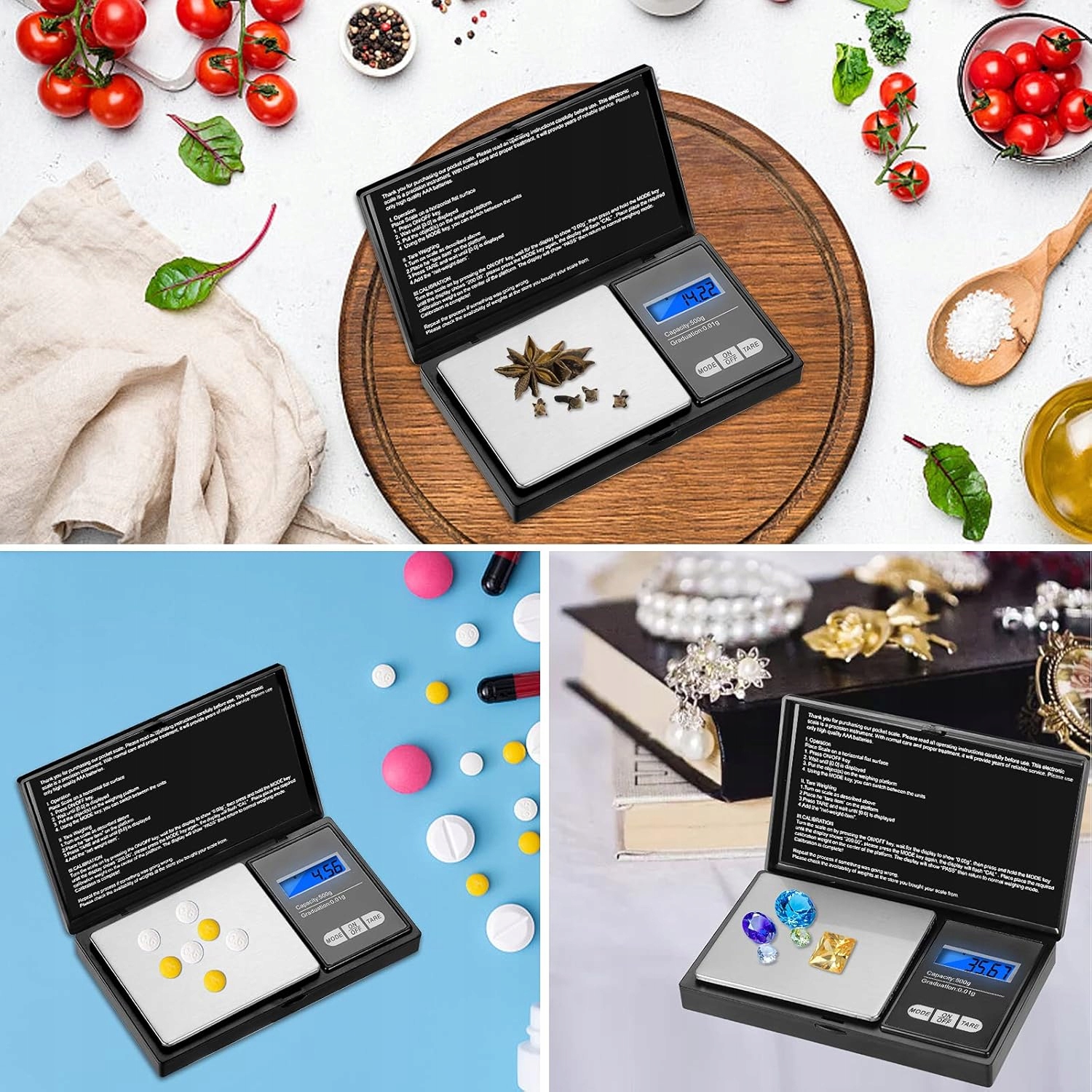 Waga Jubilerska Precyzyjna 7 Miar Gramowa Cyfrowa Baterie Lcd 0,01g - 500g