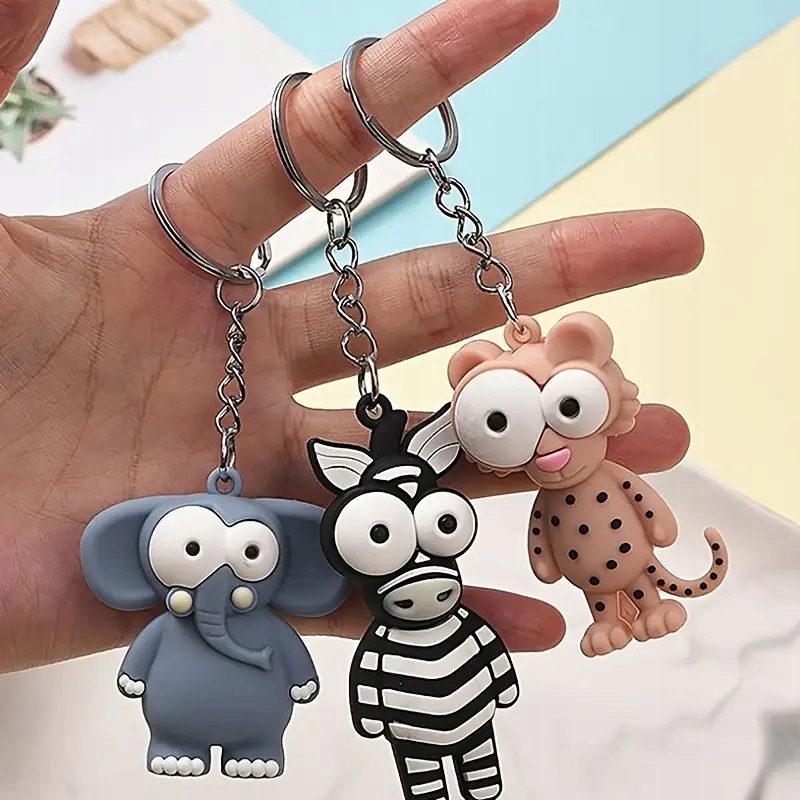 Zwierzęta Brelok Do Kluczy Breloczek Zawieszka Gumowy Prezent Zestaw 12szt.