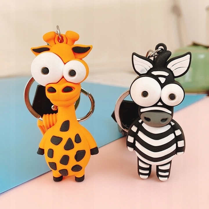 Zwierzęta Brelok Do Kluczy Breloczek Zawieszka Gumowy Prezent Zestaw 12szt.