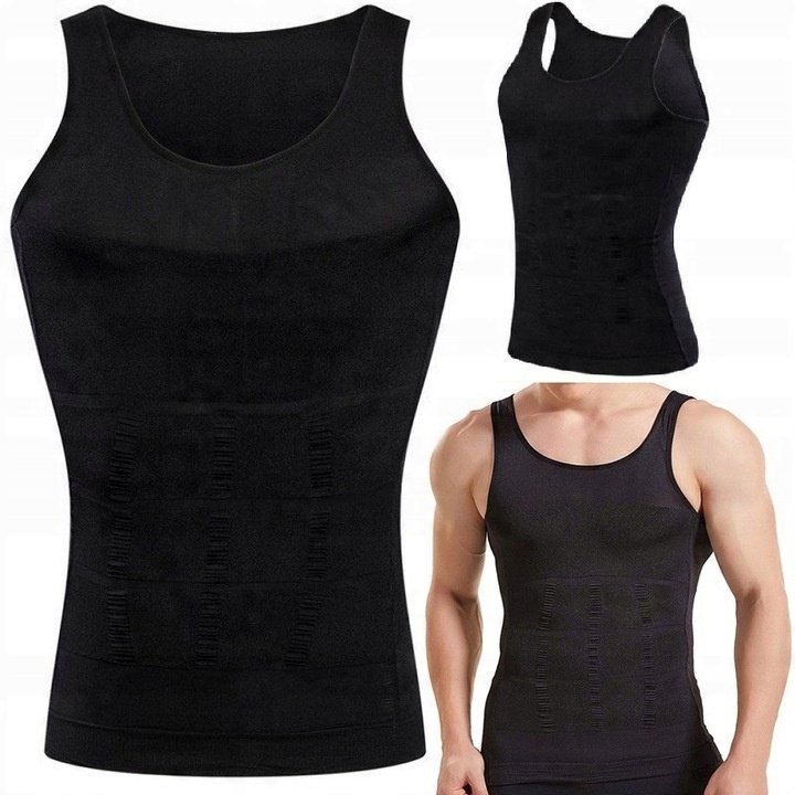 Koszulka Męska Wyszczuplająca Modelująca Podkoszulka Slim Bez Rękawów l