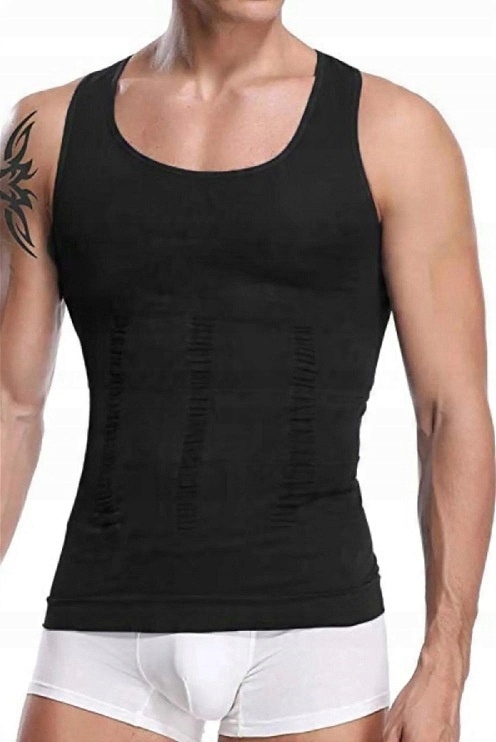 Koszulka Męska Wyszczuplająca Modelująca Podkoszulka Slim Bez Rękawów l