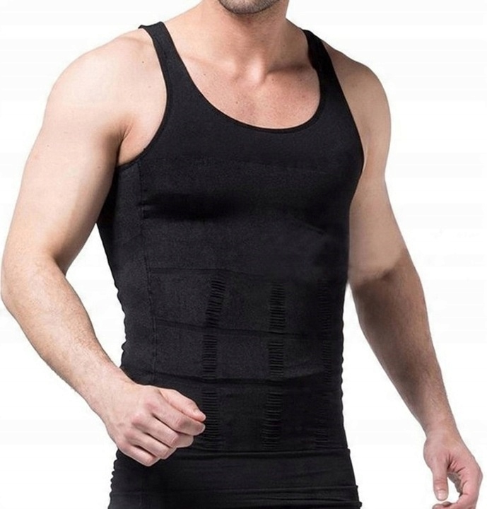 Koszulka Męska Wyszczuplająca Modelująca Podkoszulka Slim Bez Rękawów l