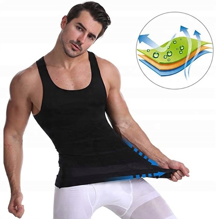 Koszulka Męska Wyszczuplająca Modelująca Podkoszulka Slim Bez Rękawów l