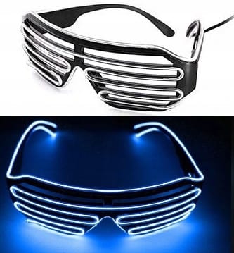 Świecące Okulary Led Żaluzje Imprezowe Disco Blue Neonowe Niebieskie 3tryby