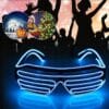 Świecące Okulary Led Żaluzje Imprezowe Disco Blue Neonowe Niebieskie 3tryby